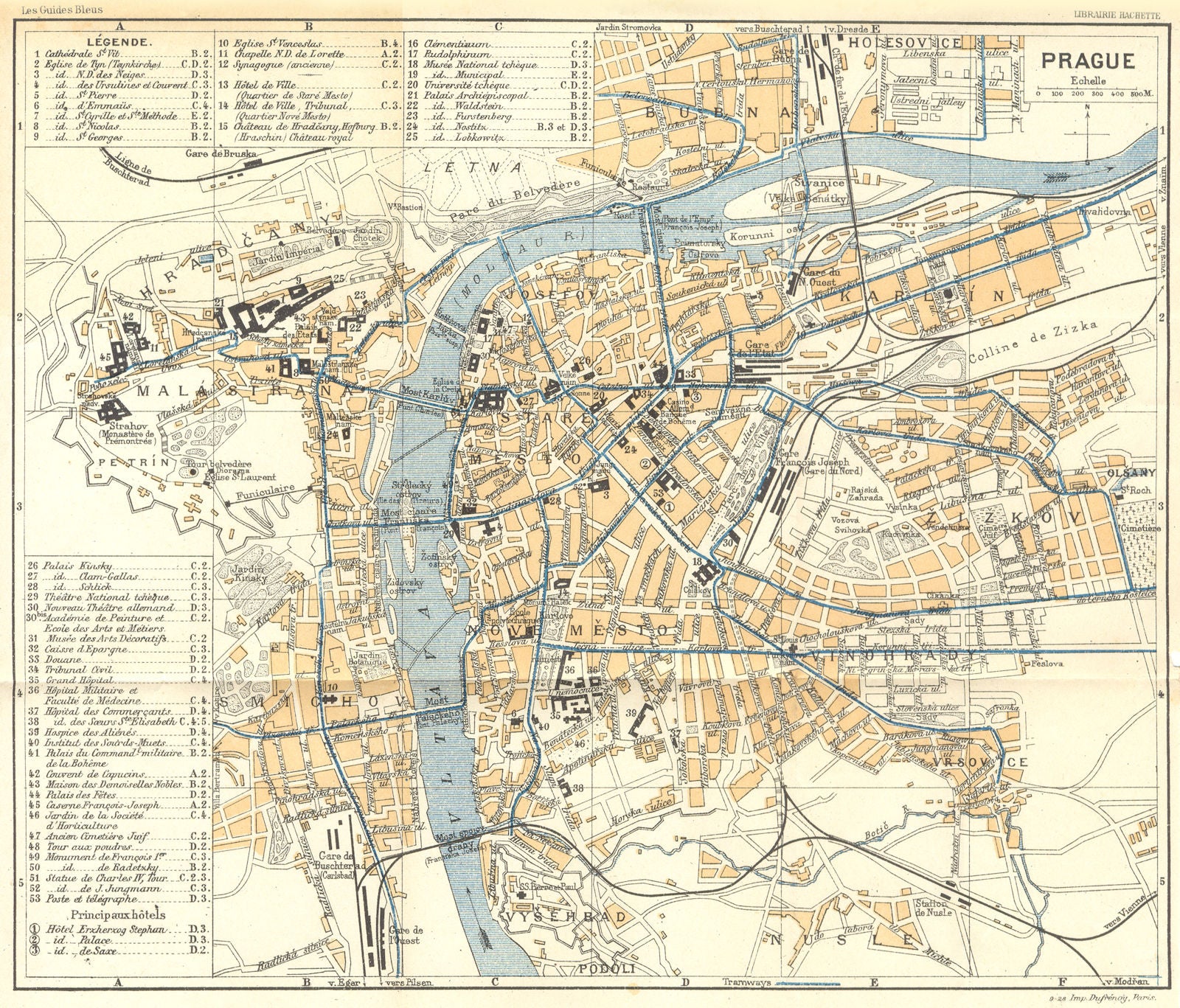 CZECH REP. Prague 1914 old antique vintage map plan chart
